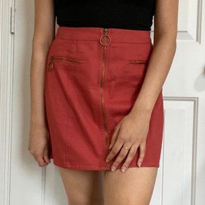 Coral/Rust Zip-up Aline Skirt!